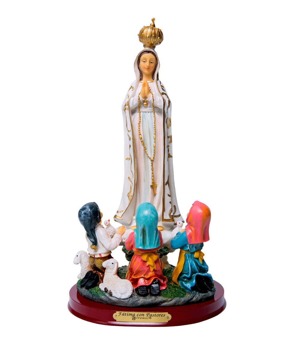 Imagen Virgen De Fatima Con Pastores De 8 cm 