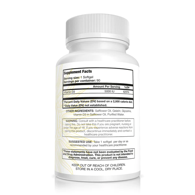 Imagen Vitamin D3 5000 IU 90 capsulas blandas ( 20 dias para la entrega) 3